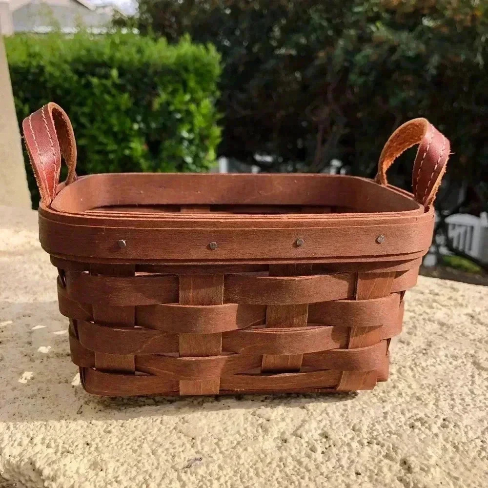 Longabeger Leather Handle Mini Basket